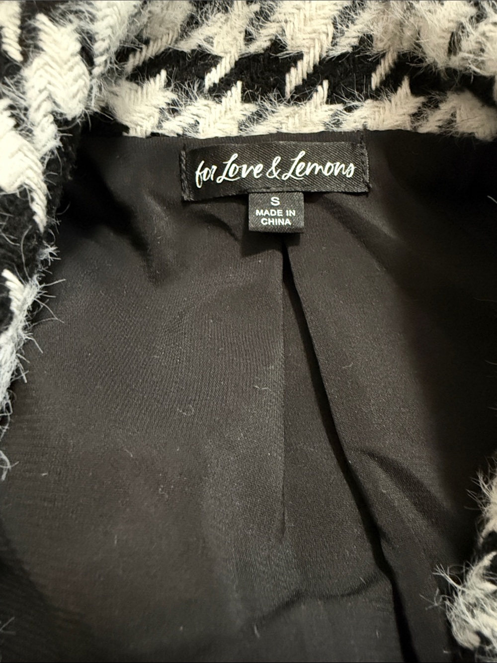 For Love and Lemons, Black & White Houndstooth Cropped Blazer and Mini Skirt Set - Picture 9 of 9